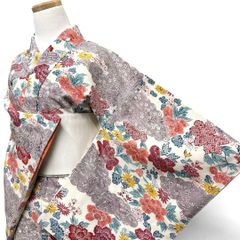 アンティーク 小紋 金彩 菊花 梅花 花模様 木々 着物 039k - メルカリ