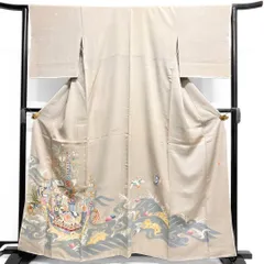 宝船　友禅　作家もの　色留袖　珊瑚　巻貝　鳳凰　帆立　波模様　着物　016b p