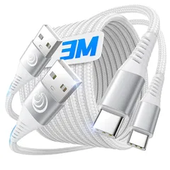 【新品】 Aioneus USB Type C ケーブル【3m + 3m 2本セット】 3A急速充電 QC3.0対応 タイプc ケーブル 充電コード 高耐久 ナイロン編み iPhone 17/16/15/Samsung/Sony Xperia/Pixel/PS