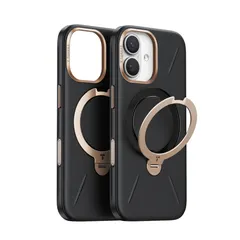 TORRAS iPhone 17 用 ケース【新感覚レザー・スキンタッチ】Ostand Q3 レザートーン MagSafe対応 リング スタンド 360°定点回転 縦横両対応 マグネット搭載 革 カメラコントロールボタン 米軍規格 耐衝撃 指紋防止