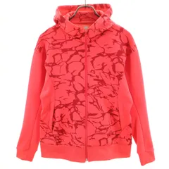 DESCENTE デサント 総柄 長袖 ジップパーカー L ネオンレッド レディース 古着のサムネイル