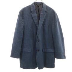 Banana Republic バナナリパブリック リネン ハウンドトゥース柄 テーラードジャケット 42 ネイビー 千鳥格子 メンズ 古着