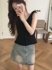 ラオンヌ サンド デニム スカート ライトブルー S