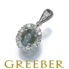 アレキサンドライトキャッツアイ 0.76ct ダイヤ ダイヤモンド 0.26ct ペンダントトップ K18WG ソ #189926
