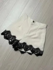 アイボリー ベージュ レース ハーフパンツ ショートパンツ