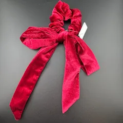 【新品】ヘアアクセサリー シュシュ レッド 大きめ リボン キレイ デザイン◆B1