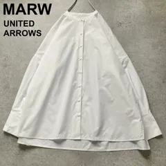 MARW UNITED ARROWS マルゥ ユナイテッドアローズ バンドカラーシャツ ブラウス 長袖 ロングスリーブ 白 ホワイト レディース 36サイズ M L相当 洗える 通勤 オフィス 清潔感 ゆったり 体型カバー 美品