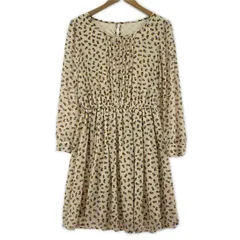 NATURAL BEAUTY BASICナチュラルビューティーベーシック   総柄フレアワンピース sizeＳ/ベージュ