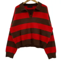 ZARA ザラ 襟付き ボーダーニット sizeEUR L/レッド×ブラウン