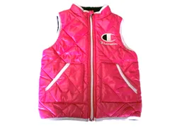 k05250311080　champion　100サイズ　ピンク×黒×シルバー　　アウター　ダウン,中綿ベスト　秋冬