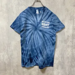 古着 used　GILDAN　ギルダン　半袖タイダイ柄プリントTシャツ　クルーネック　バックプリント　青　ブルー　レトロ　Sサイズ【値引き交渉OK！】