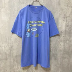 古着 used　半袖プリントTシャツ　青　水色　ブルー　キャラクター　アメカジ　レトロデザイン　クルーネック　XLサイズ【値引き交渉OK！】