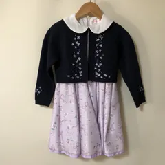BM106　美品　mezzopiano　メゾピアノ　フォーマル　ワンピース　ボレロ　セット　120cm　パープル　ネイビー　入学式　発表会　