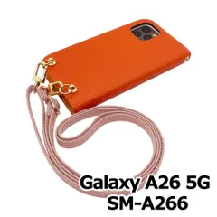 【新品未使用】Galaxy A26 5G ストラップ付 手帳型スマホ ケース ショルダー (カバー色テラコッタオレンジ、ストラップ色サクラ) くすみカラー zflip49-strap24-galaxya26-teor-sakr