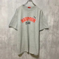 古着 used　PUMA　HARPOON　半袖プリントTシャツ　グレー　レトロ　デザイン　個性的　クルーネック　春夏服　メンズ