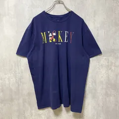 古着 used　Disney　ディズニー　ミッキー　Mickey Mouse　半袖プリントTシャツ　ネイビー　キャラクター