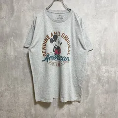 古着 used　Disney ディズニー　Mickey ミッキー　半袖プリントＴシャツ　グレー　クルーネック　キャラクター