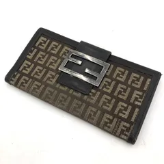 FENDI フェンディ ズッカ柄 長財布 二つ折り キャンバス レザー ブラウン