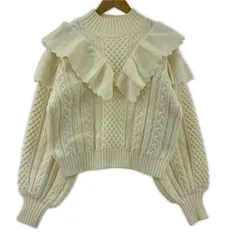 N. Natural Beauty Basic エヌ ナチュラルビューティーベーシック フリル ケーブルニット sizeM/オフホワイト