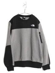 【お得なクーポン配布中!】 US企画 ノースフェイス ナイロン 切替 スウェット メンズ L / 古着 アウトドア トレーナー スエット 裏起毛 黒 濃灰 ツートン ワンポイント