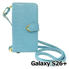 【新品未使用】Galaxy S26+ スマホショルダー 手帳型 ケース (ブルー) myones 斜めがけ ストラップ 付き クロコ柄 型押し ワニ革調 スタンド機能 カード収納 PUレザー flip54-muji-galaxys26p-blue
