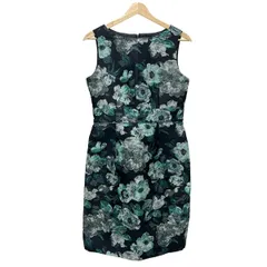 グレースコンチネンタル ワンピース サイズ38 M レディース美品  - 黒×ダークグリーン×マルチ クルーネック/ノースリーブ/ひざ丈/花柄