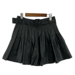 ZARA ザラ ベルト付き フェイクレザー プリーツミニスカート sizeEUR M/ブラック