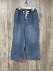 studio CLIP スタジオクリップ 綿100％ ワイドパンツ イージー デニムパンツ sizeM/青 ■■ レディース