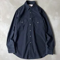 FILSON 無地 長袖 コットン モールスキン シャツ L / フィルソン ダーク ネイビー シャモア クロス 紺のサムネイル