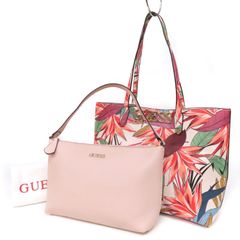 超美品 GUESS 花柄 大容量トートバッグ A4収納可 チェーン - メルカリ