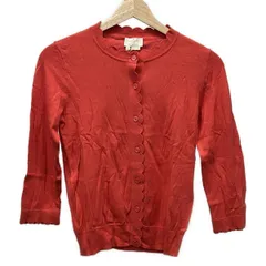 Kate spade(ケイトスペード) カーディガン サイズXS レディース美品  - チェリーピンク 七分袖/シルク混/カシミヤ混/スカラップ