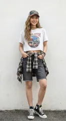 GAP 3分 ブラックデニム カットオフ パンツ_24