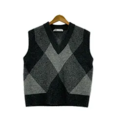 ZARA ザラ チェック Vネック ニットベスト sizeEUR XS/グレー系