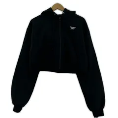 Reebok リーボック 裏起毛 ジップアップ クロップドパーカー sizeF/ブラック