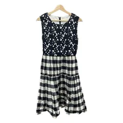Chesty(チェスティ) ワンピース サイズ1 S レディース美品  - ダークネイビー×白 クルーネック/ノースリーブ/ひざ丈/レース/チェック柄