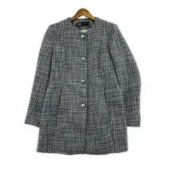 ZARA ザラ ツイード ノーカラーコート sizeEUR M/ネイビー系