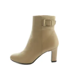 ヒミコ 卑弥呼 ショートブーツ ジップ レザー 牛革 23.0cm ベージュ 621405 /MI ■OS