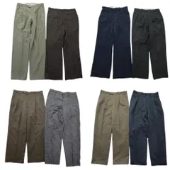 古着卸 まとめ売り ノーブランド スラックス パンツ 8枚セット (メンズ 32 ) 2タック ベージュ グレー ネイビー ブラック 中古 古着 NE0246
