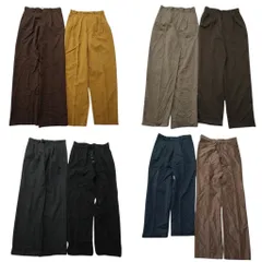 古着卸 まとめ売り ノーブランド スラックス パンツ 8枚セット (メンズ 30 ) ボタンフライ ブラック ベージュ 中古 古着 NE0315