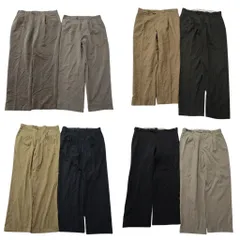 古着卸 まとめ売り ノーブランド スラックス パンツ 8枚セット (メンズ 36 /35 ) 2タック ベージュ センタープレス 中古 古着 NE0303