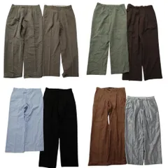 古着卸 まとめ売り ノーブランド スラックス パンツ 8枚セット (メンズ 36 ) ブラック シルバー ブラウン カーキ 中古 古着 NE0302