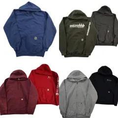 古着卸 まとめ売り カーハート CARHARTT スウェット 7枚セット (メンズ S /M /L ) フルジップ ワンポイント フーディー 中古 古着 NE0404