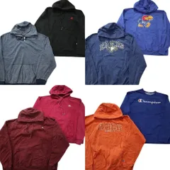 古着卸 まとめ売り チャンピオン Champion スウェット 8枚セット (メンズ XL ) フーディー カレッジ風 アーチロゴ 中古 古着 NE0457