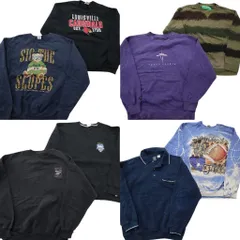 古着卸 まとめ売り カラー スウェット 8枚セット (メンズ L ) ポロシャツ型 前V ボーダー カレッジチーム 中古 古着 NE0532