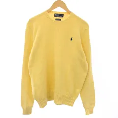 ポロ ラルフローレン POLO RALPH LAUREN ニット セーター クルーネック コットン 長袖 刺繍 M 黄色 イエロー /TK ■GY61