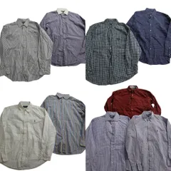 古着卸 まとめ売り ラルフローレン 長袖シャツ 9枚セット (メンズ L ) チェック バイカラー ストライプ ボタンダウン 90s 中古 古着 NE0577