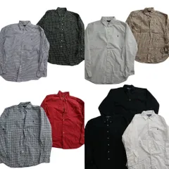 古着卸 まとめ売り ラルフローレン 長袖シャツ 9枚セット (メンズ L /XL ) ブラック ボタンダウン チェック マルチカラー 中古 古着 NE0576