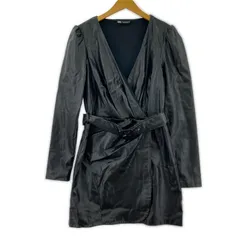 ZARAザラ ベルト付きフェイクレザーコート sizeEUR M/ブラック