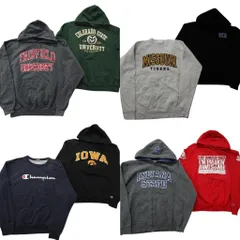 古着卸 まとめ売り チャンピオン Champion スウェット 8枚セット (メンズ M ) カレッジ風 アーチロゴ ジップパーカー 中古 古着 NE0645