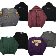 古着卸 まとめ売り チャンピオン Champion スウェット 8枚セット (メンズ M ) カレッジ風 三段ロゴ ジップパーカー 中古 古着 NE0644